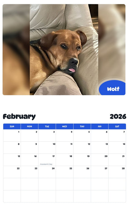 October 2025 - September 2026 Wolf - Pawidols Pet Calendar