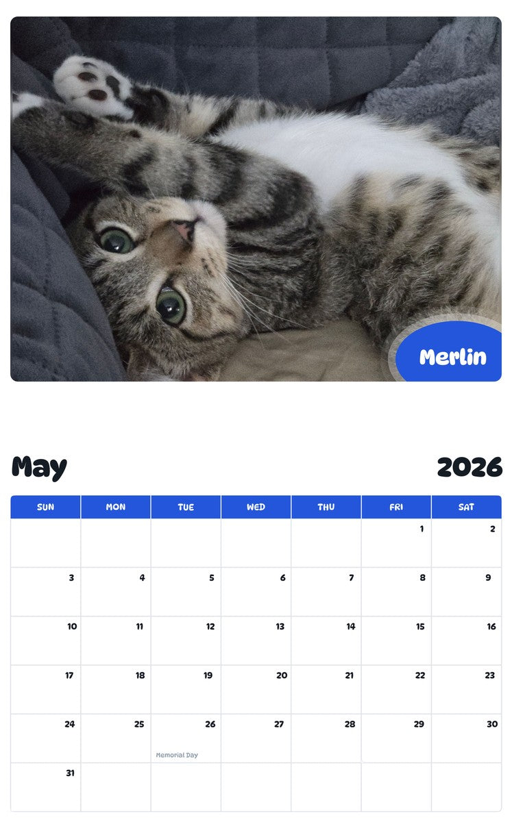 2026 - 2027 Merlin - Pawidols Pet Calendar