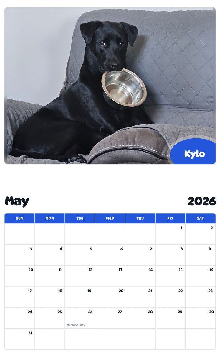 2026 - 2027 Kylo - Pawidols Pet Calendar