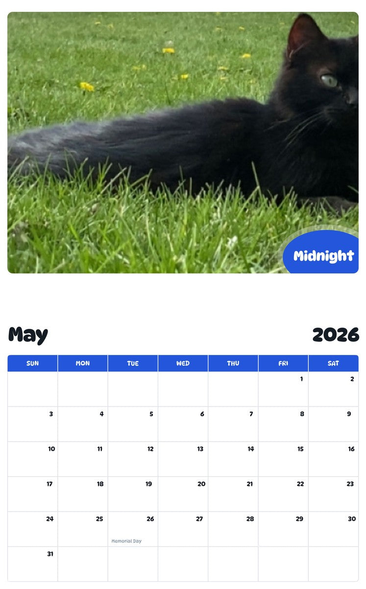 2026 - 2027 Midnight - Pawidols Pet Calendar