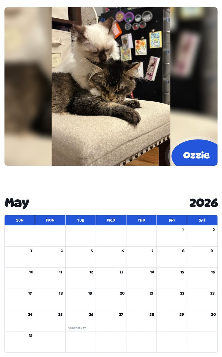 2026 - 2027 Ozzie - Pawidols Pet Calendar