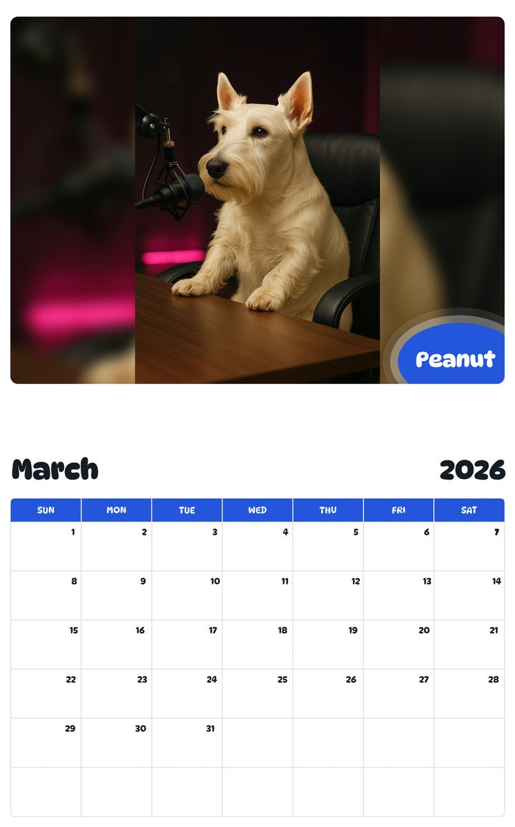 November 2025 - October 2026 Peanut - Pawidols Pet Calendar