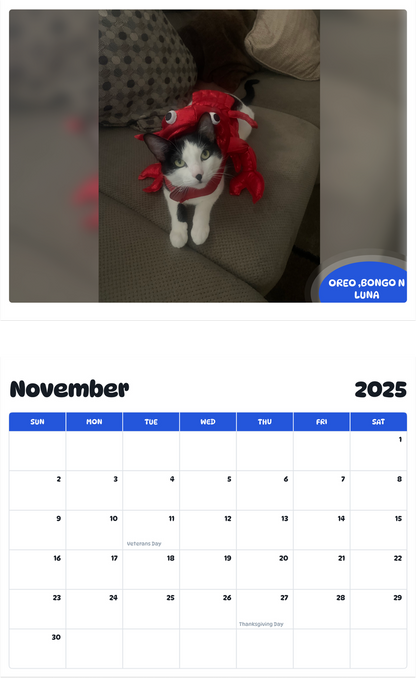 July 2025 - June 2026 Oreo ,bongo n luna - Pawidols Pet Calendar