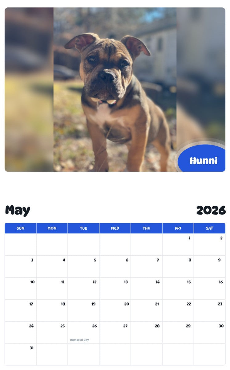2026 - 2027 Hunni - Pawidols Pet Calendar
