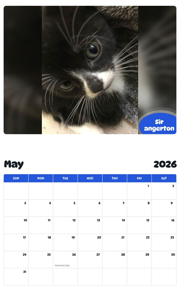 2026 - 2027 Sir angerton - Pawidols Pet Calendar