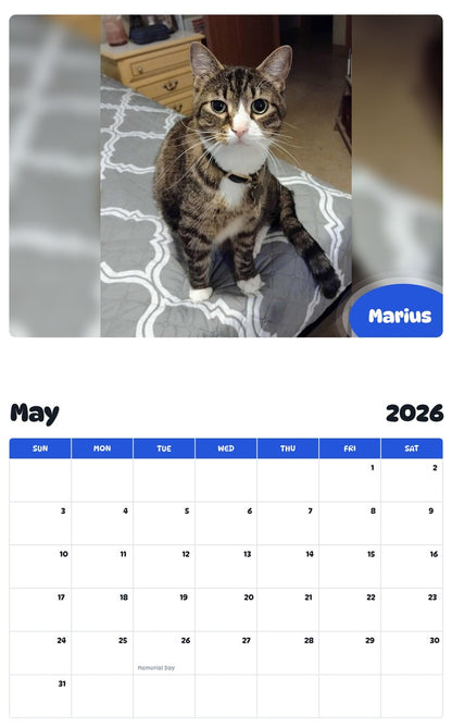 2026 - 2027 Marius - Pawidols Pet Calendar