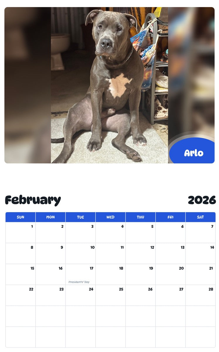 October 2025 - September 2026 Arlo - Pawidols Pet Calendar