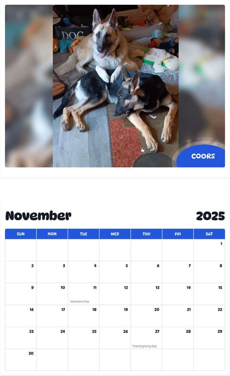 July 2025 - June 2026 Coors - Pawidols Pet Calendar