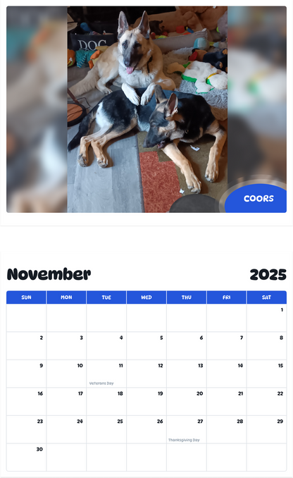 July 2025 - June 2026 Coors - Pawidols Pet Calendar