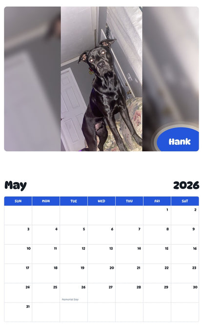2026 - 2027 Hank - Pawidols Pet Calendar