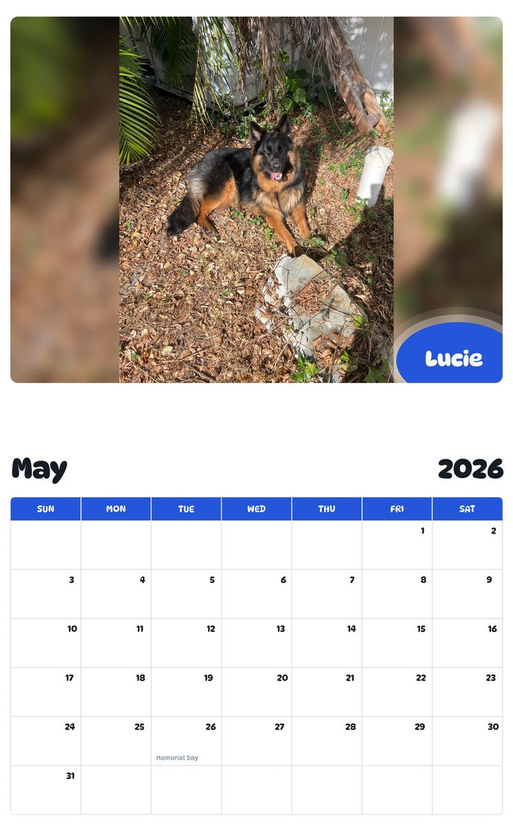 2026 - 2027 Lucie - Pawidols Pet Calendar