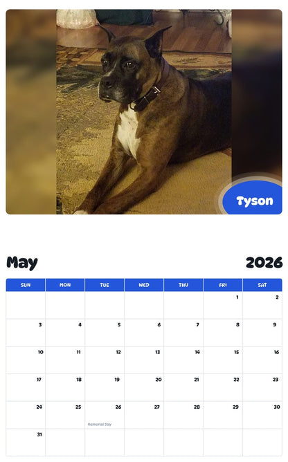 2026 - 2027 Tyson - Pawidols Pet Calendar