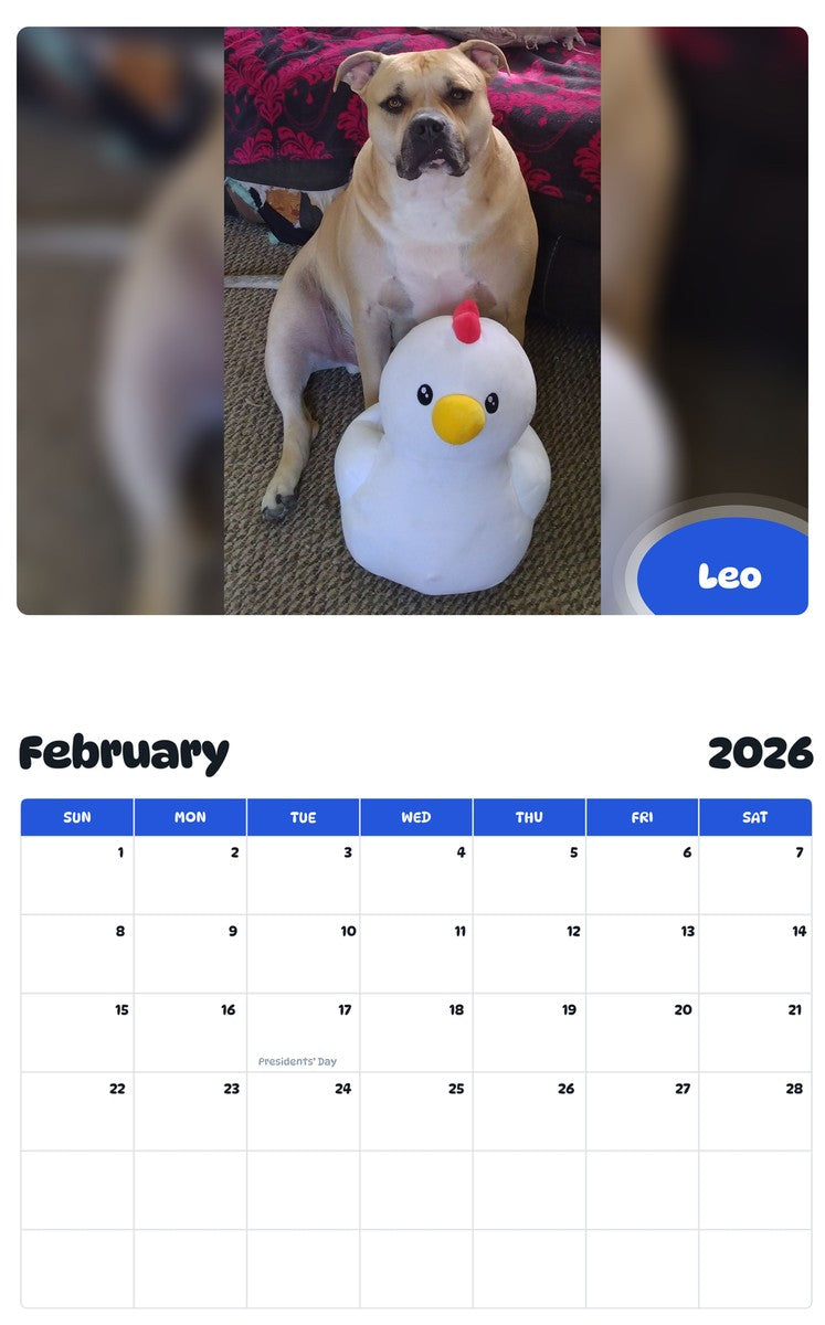 October 2025 - September 2026 Leo - Pawidols Pet Calendar