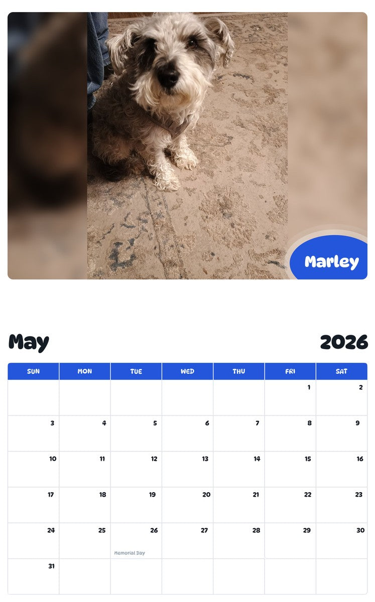 2026 - 2027 Marley - Pawidols Pet Calendar