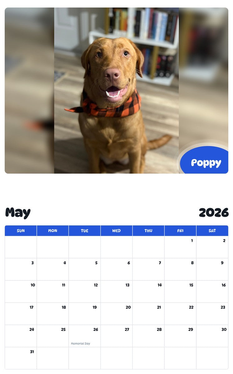 2026 - 2027 Poppy - Pawidols Pet Calendar