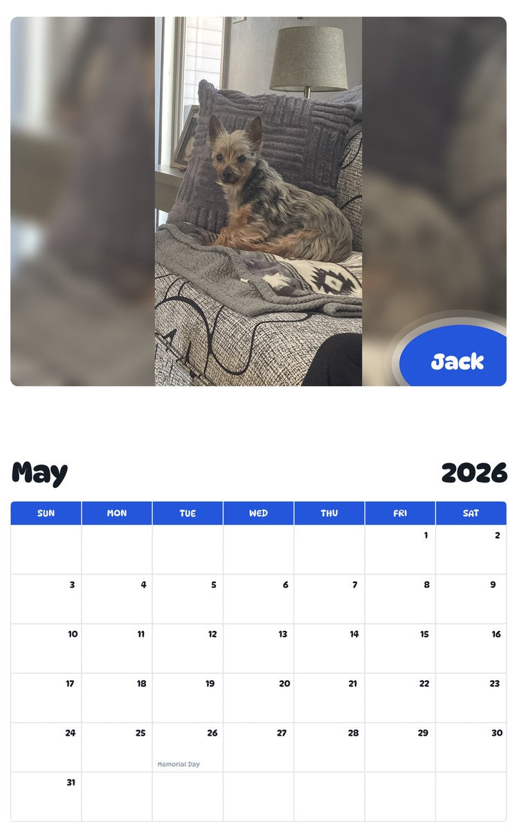 2026 - 2027 Jack - Pawidols Pet Calendar