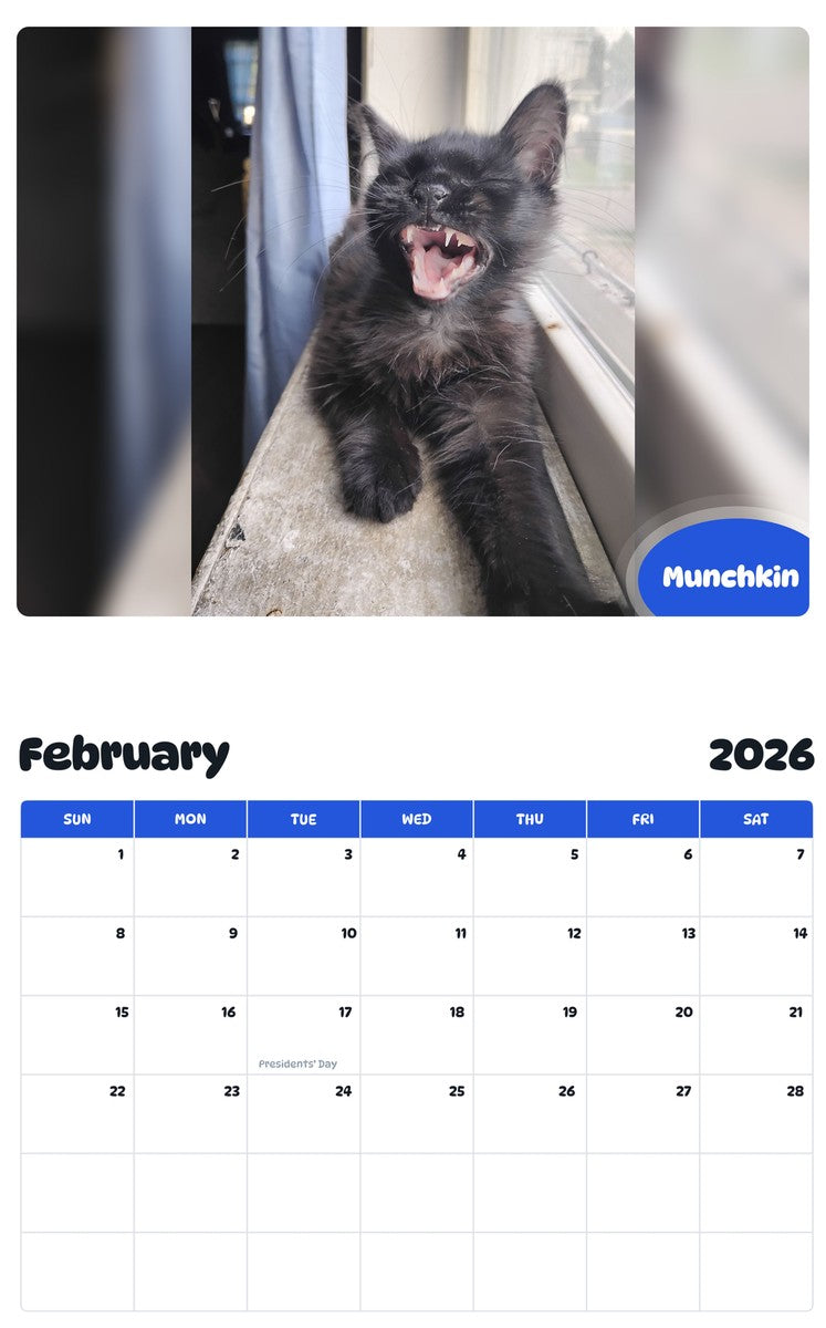 October 2025 - September 2026 Munchkin - Pawidols Pet Calendar