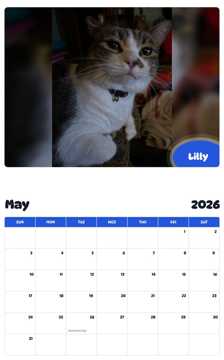 2026 - 2027 Lilly - Pawidols Pet Calendar
