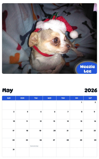 2026 - 2027 Weezie Lee - Pawidols Pet Calendar