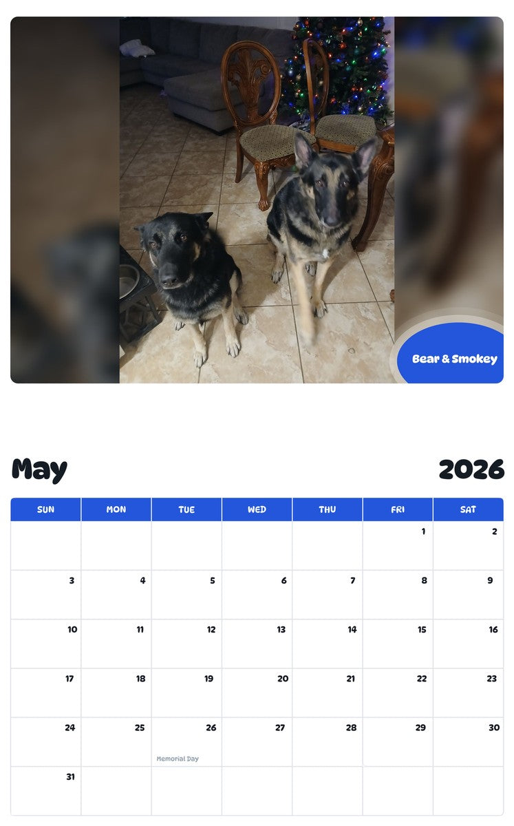 2026 - 2027 Bear & Smokey - Pawidols Pet Calendar