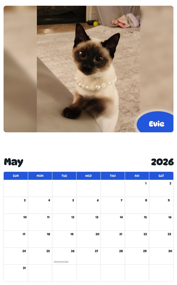 2026 - 2027 Evie - Pawidols Pet Calendar