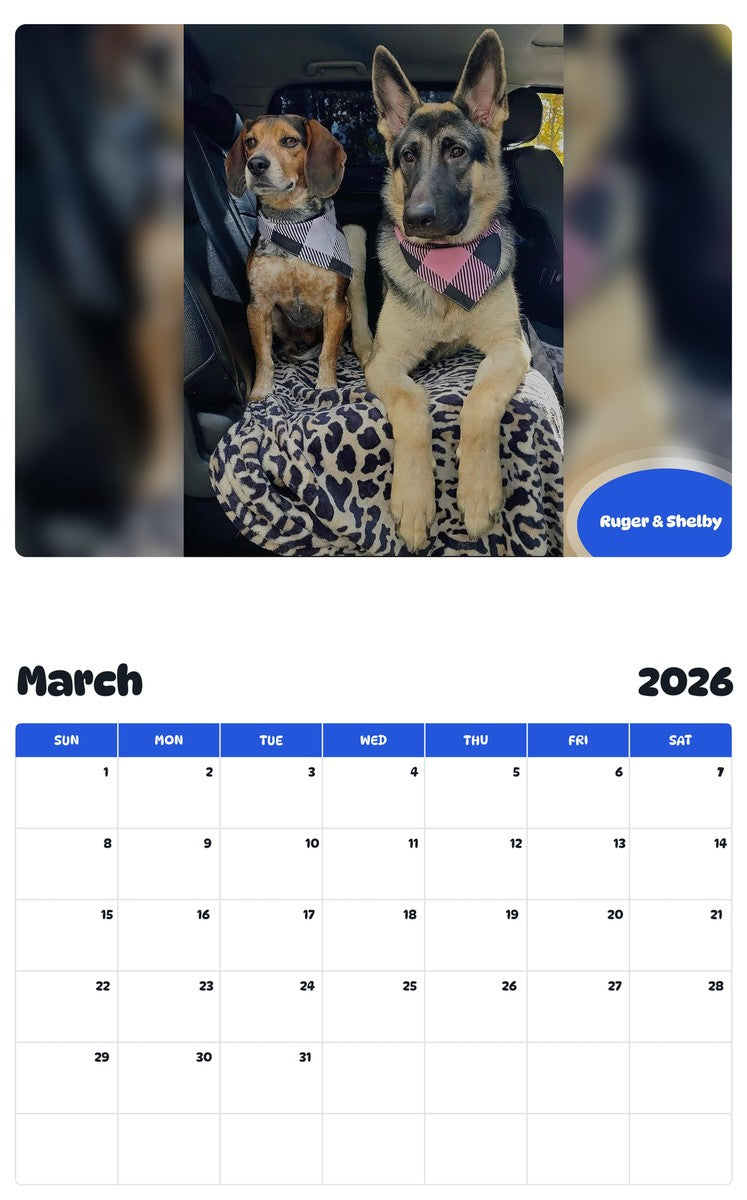 November 2025 - October 2026 Ruger & Shelby - Pawidols Pet Calendar