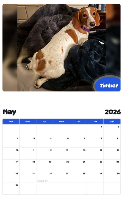 2026 - 2027 Timber - Pawidols Pet Calendar