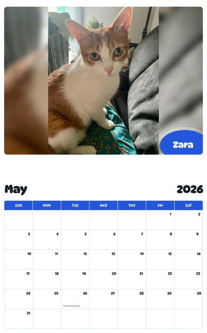2026 - 2027 Zara - Pawidols Pet Calendar