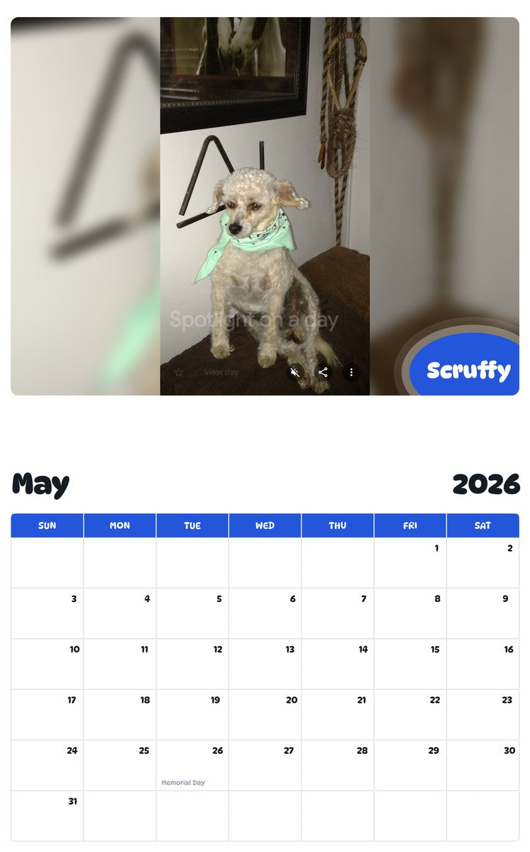 2026 - 2027 Scruffy - Pawidols Pet Calendar