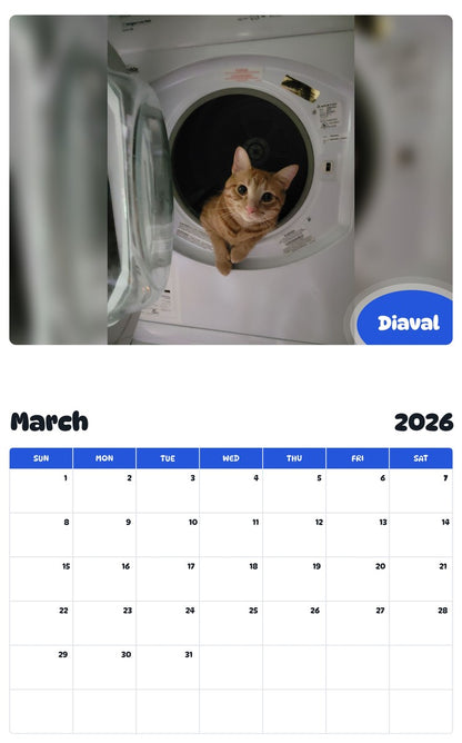 November 2025 - October 2026 Diaval - Pawidols Pet Calendar