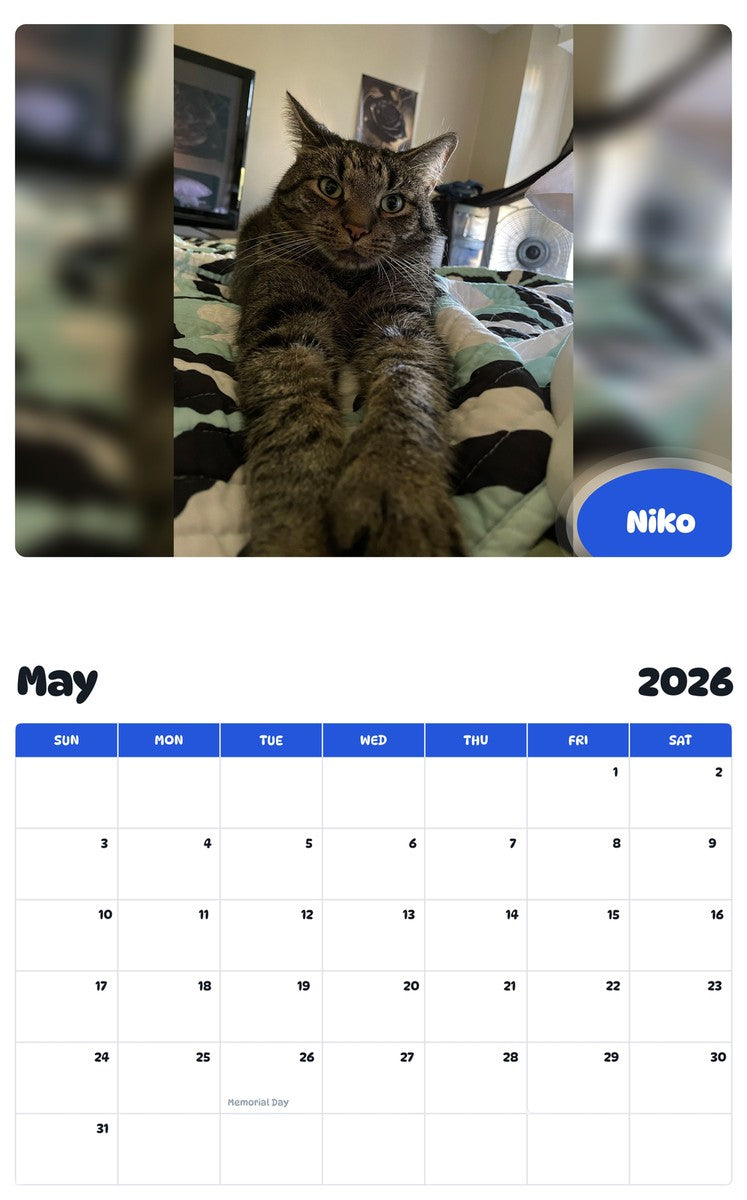 2026 - 2027 Niko - Pawidols Pet Calendar
