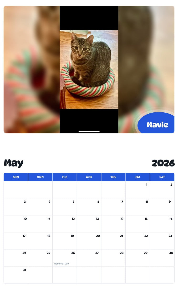 2026 - 2027 Mavie - Pawidols Pet Calendar