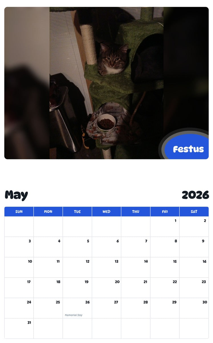 2026 - 2027 Festus - Pawidols Pet Calendar