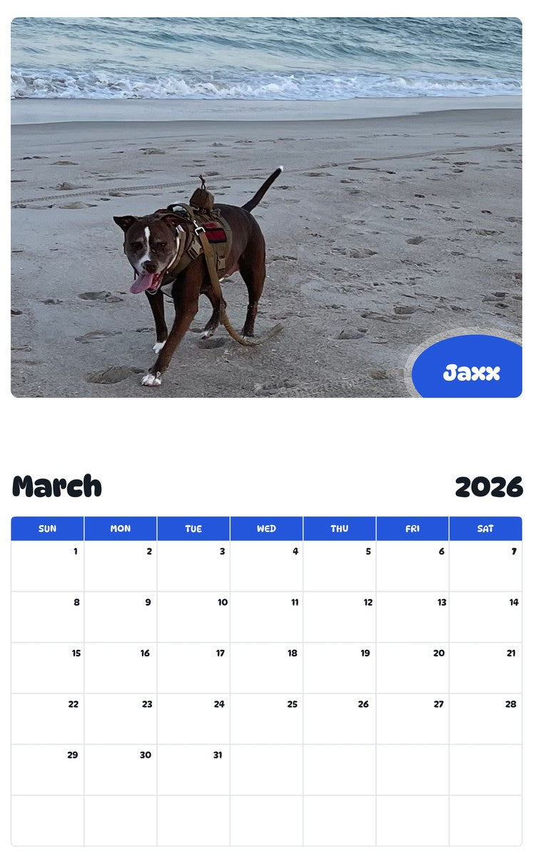 November 2025 - October 2026 Jaxx - Pawidols Pet Calendar