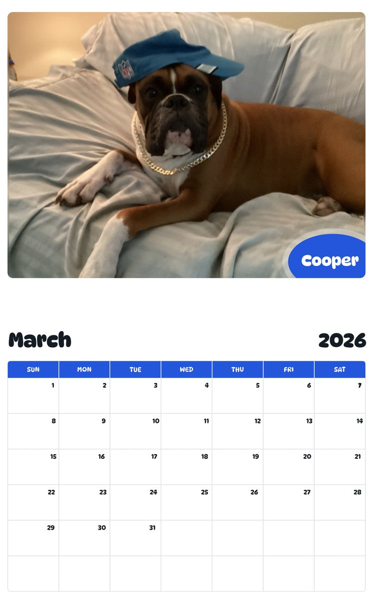 November 2025 - October 2026 Cooper - Pawidols Pet Calendar
