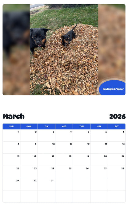 November 2025 - October 2026 Bayleigh & Pepper - Pawidols Pet Calendar