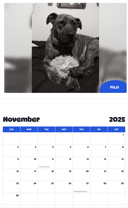 July 2025 - June 2026 Milo - Pawidols Pet Calendar