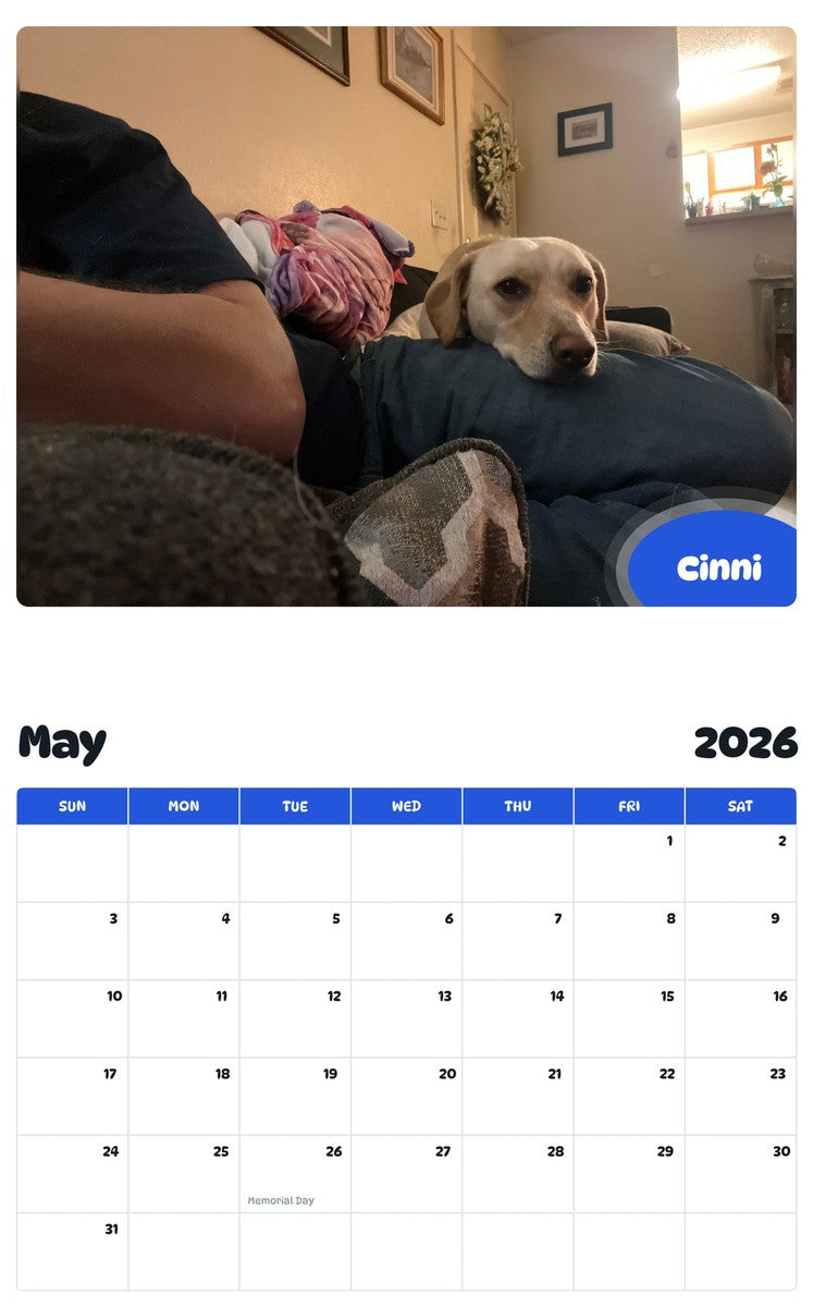 2026 - 2027 Cinni - Pawidols Pet Calendar
