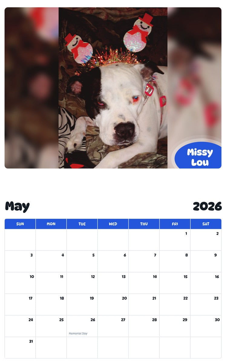 2026 - 2027 Missy Lou - Pawidols Pet Calendar