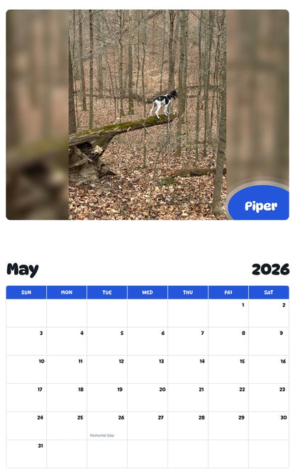 2026 - 2027 Piper - Pawidols Pet Calendar