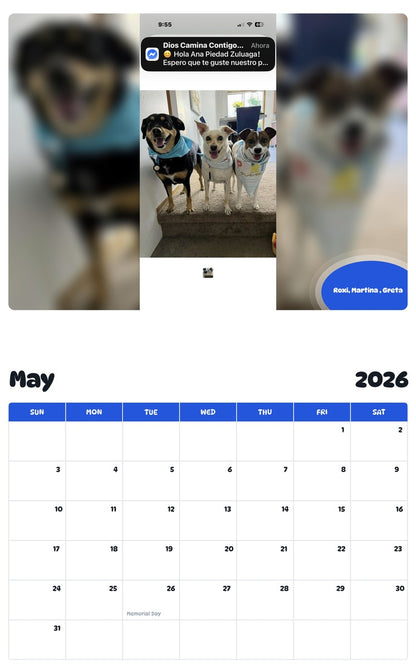 2026 - 2027 Roxi, Martina , Greta - Pawidols Pet Calendar