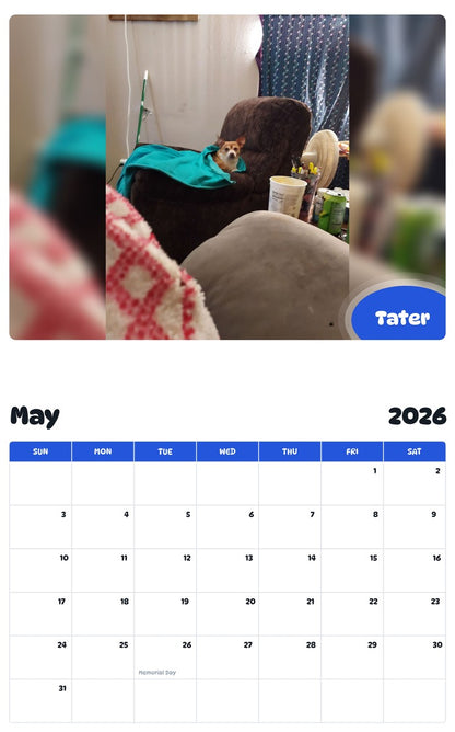 2026 - 2027 Tater - Pawidols Pet Calendar