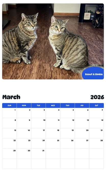 November 2025 - October 2026 Scout & Simba - Pawidols Pet Calendar