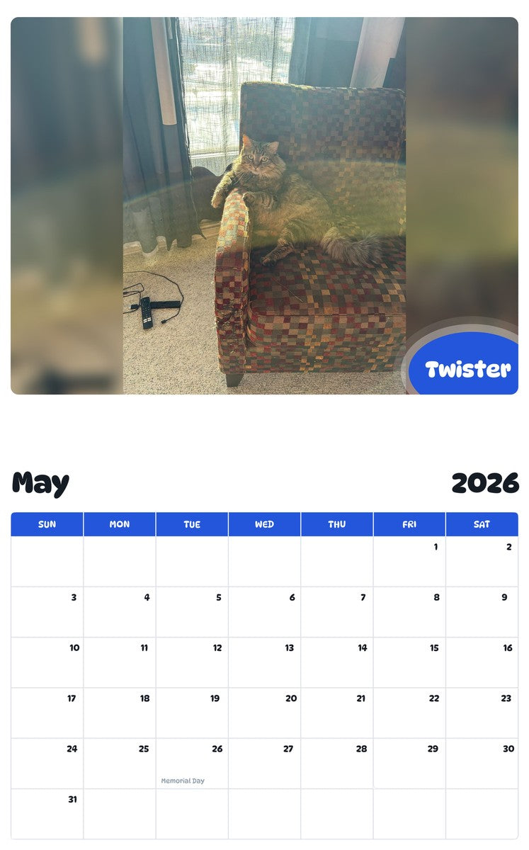 2026 - 2027 Twister - Pawidols Pet Calendar