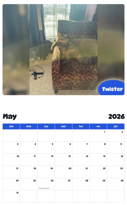 2026 - 2027 Twister - Pawidols Pet Calendar