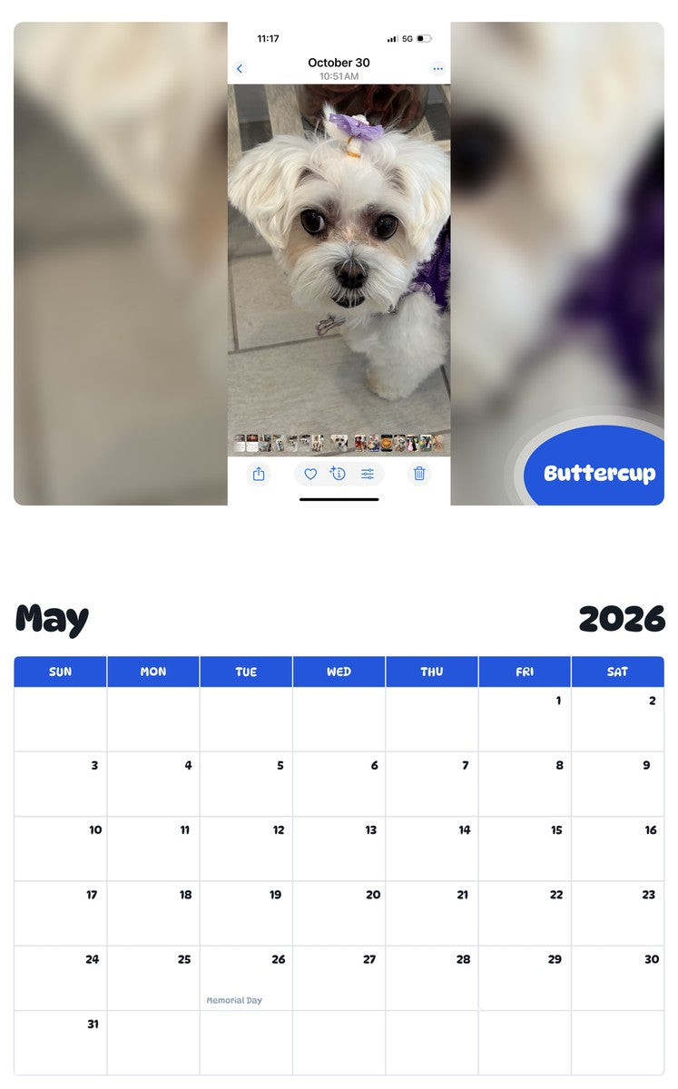 2026 - 2027 Buttercup - Pawidols Pet Calendar