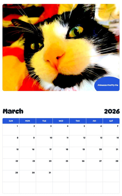November 2025 - October 2026 Princess Pretty Pie - Pawidols Pet Calendar
