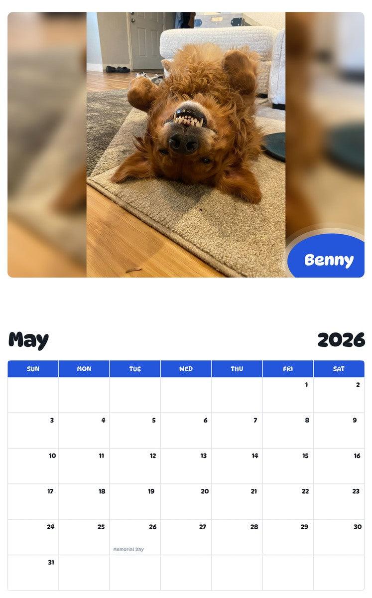 2026 - 2027 Benny - Pawidols Pet Calendar