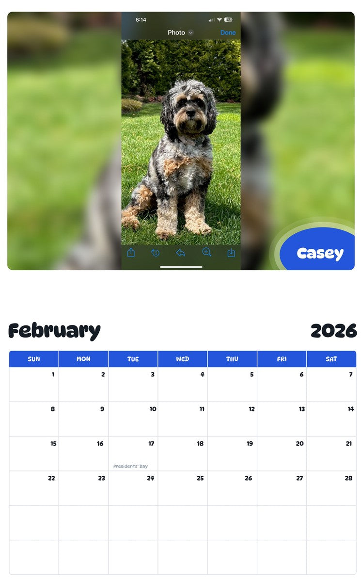 October 2025 - September 2026 Casey - Pawidols Pet Calendar