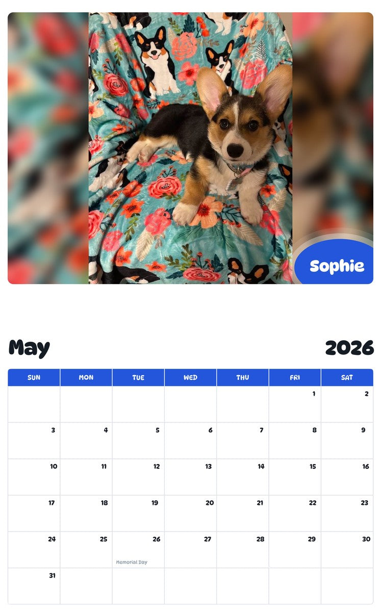 2026 - 2027 Sophie - Pawidols Pet Calendar
